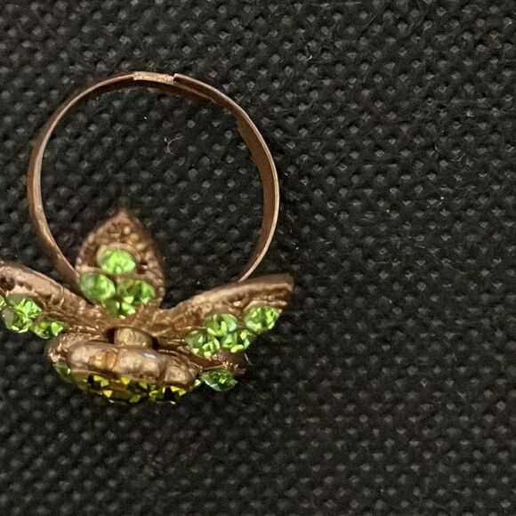 Green rhinestones ring - Picture 4 of 5